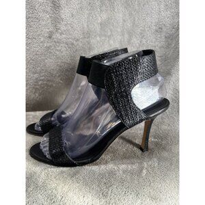 MANOLO BLAHNIK Women’s 37 US 6.5 Black Open Toe Sandals High Heels Shoes SITC